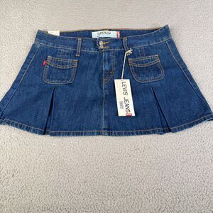 Levi's 518 Mini Skirt Juniors 11 Blue Pleated SuperLow Western Cowgirl Dance